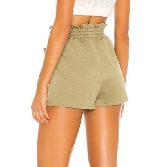 Superdown Kierra French Terry Shorts Olive Green Revolve Paperbag Waist Beach S - Picture 3 of 11